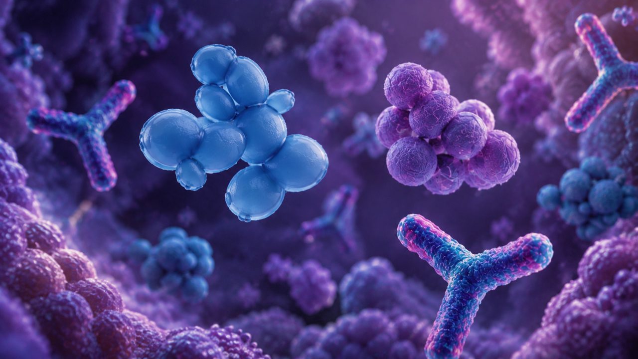 Zoomed-in image of probiotic Lactobacillus bacteria for digestive wellness