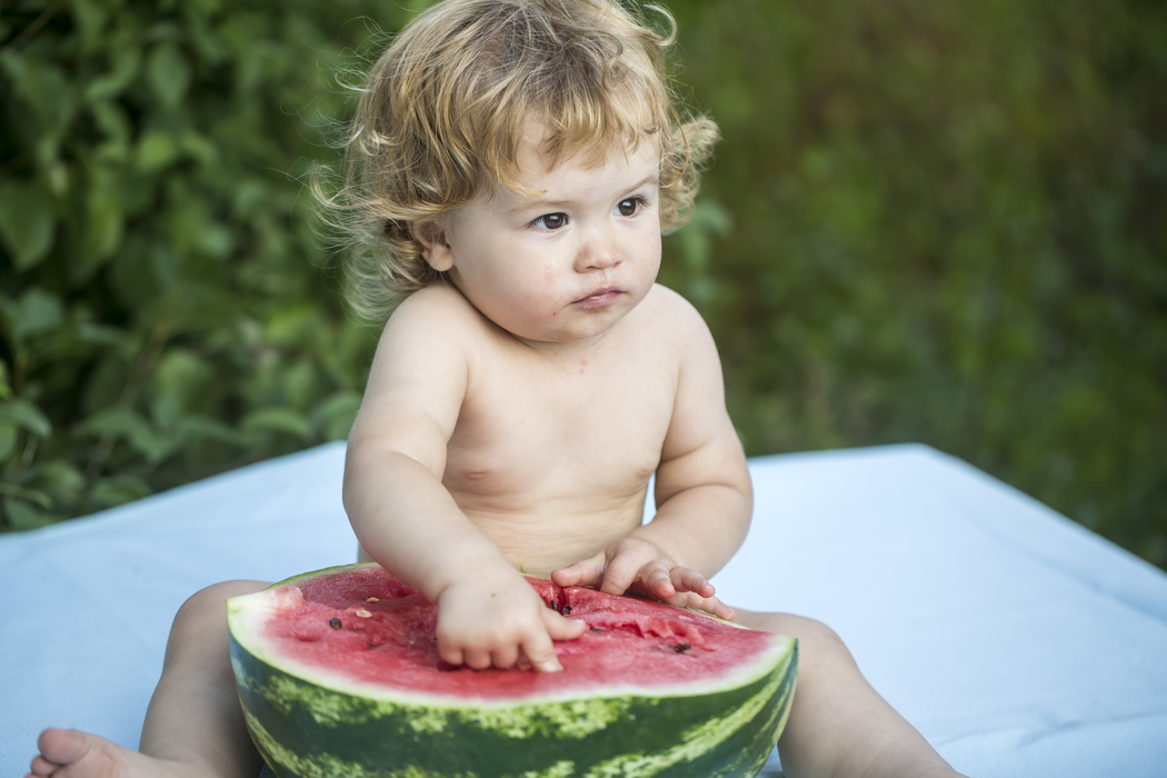 Blonde baby boy watermelon