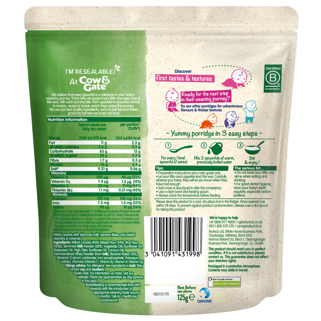 C&G Banana Porridge 4-6m - back