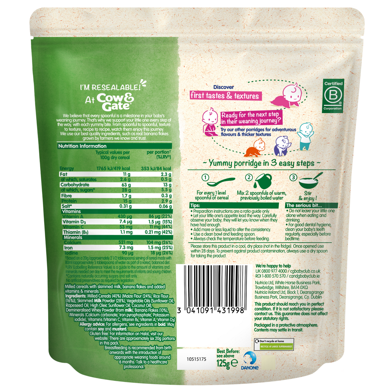 C&G Banana Porridge 4-6m - back