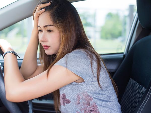 Stressed woman driver