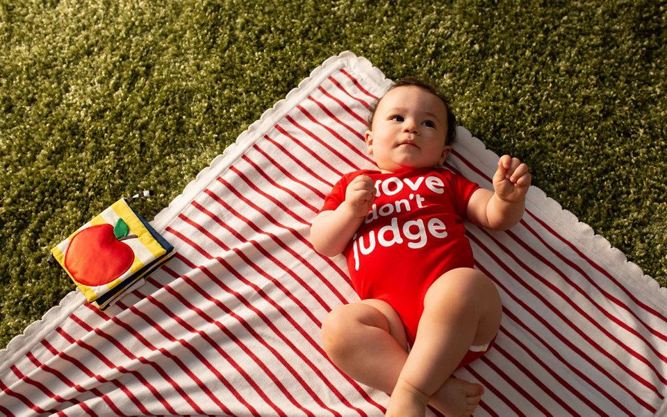 baby on picnic blanket