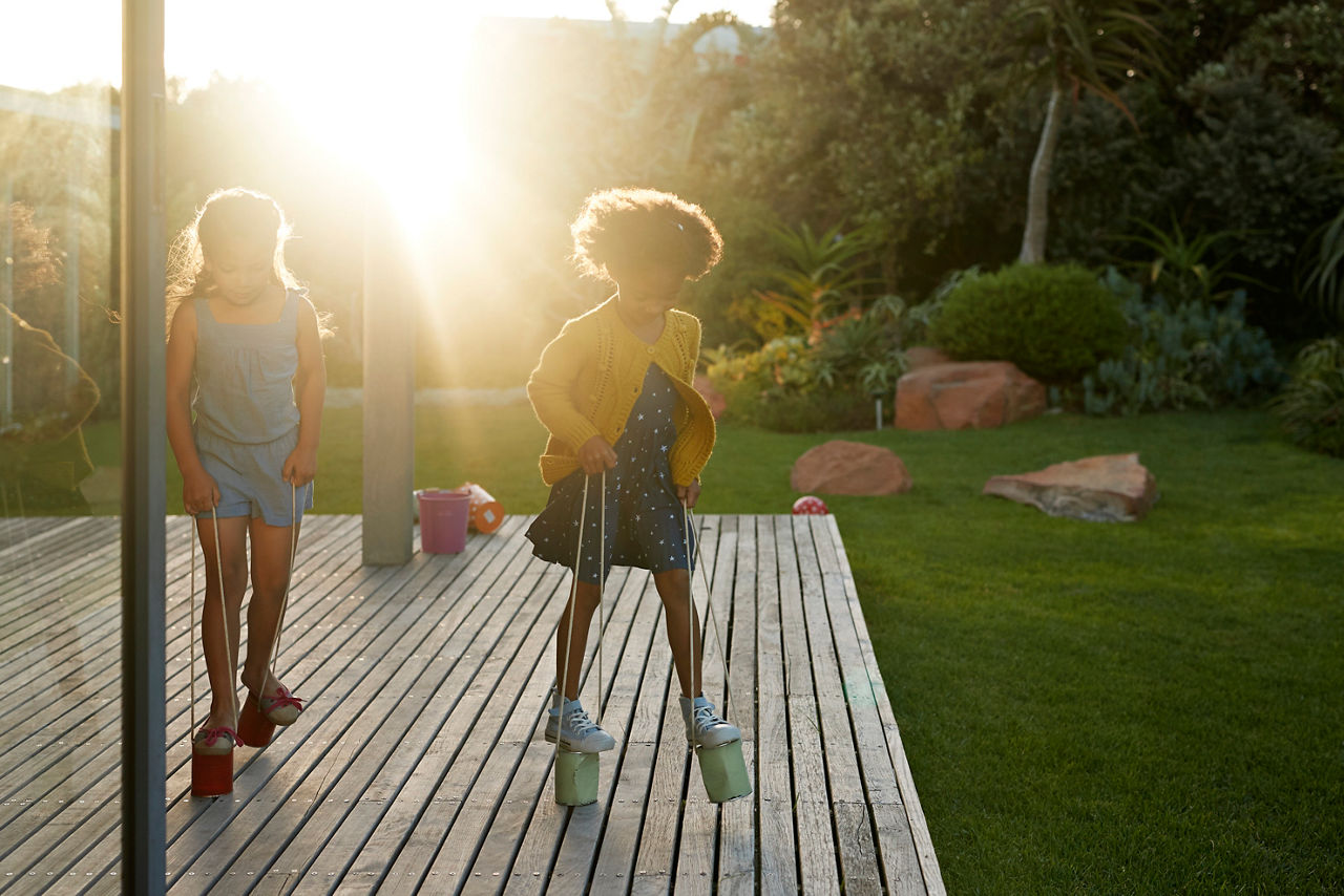 Family enjoying the weekend in their home