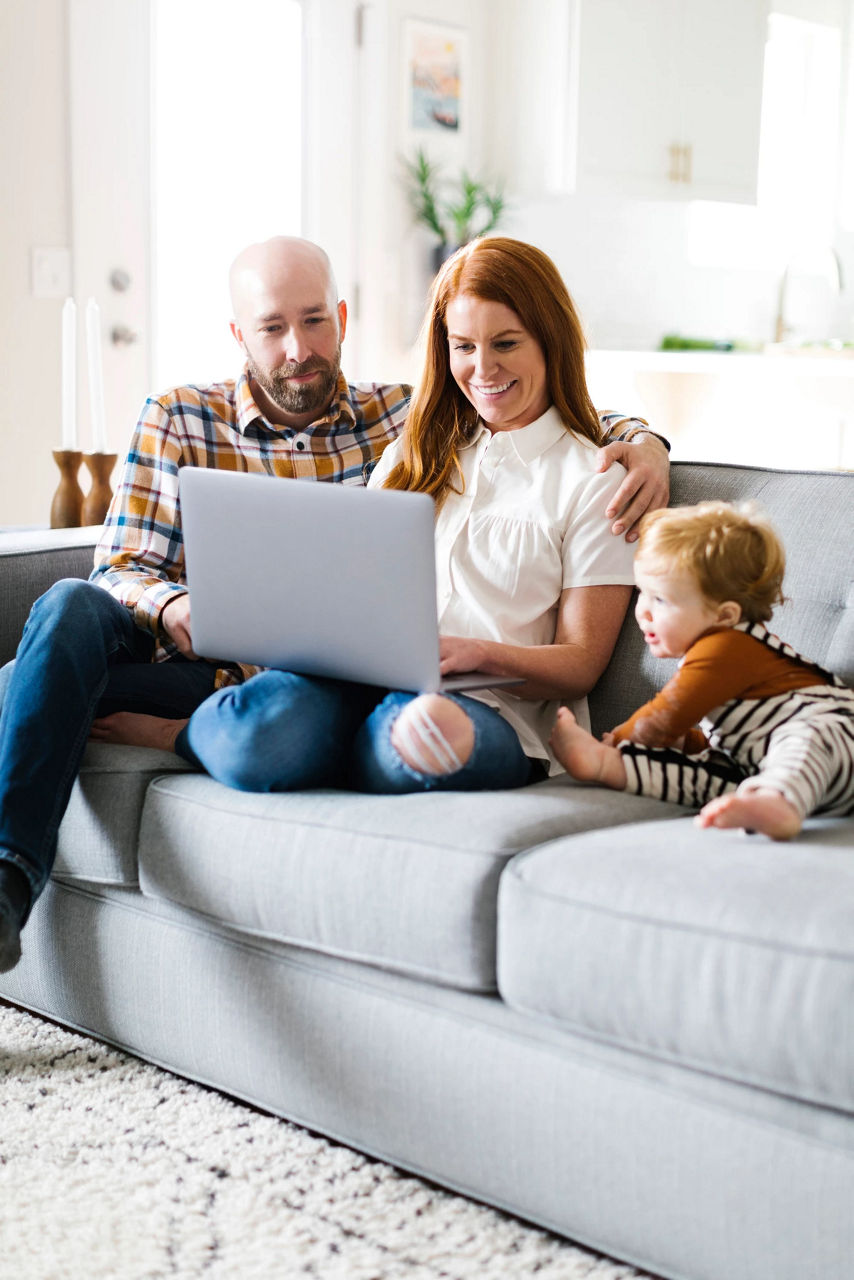 family on sofa