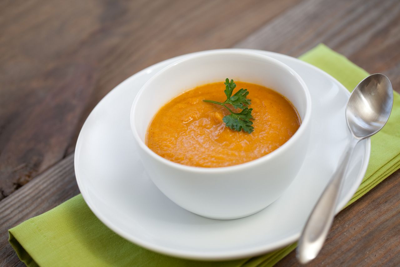 Bowl of pumpkin soup.