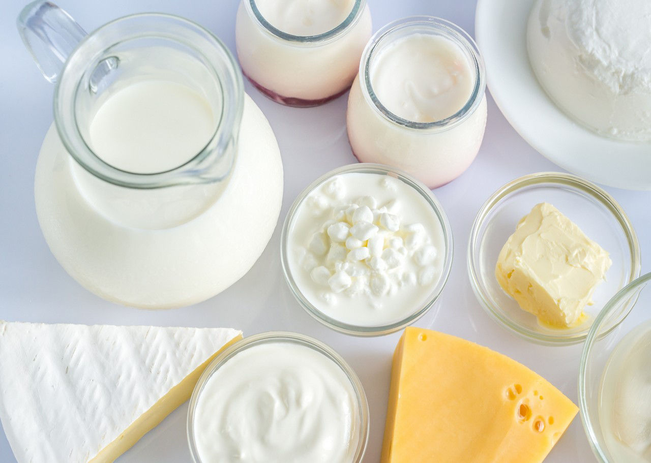 Dairy products on a table