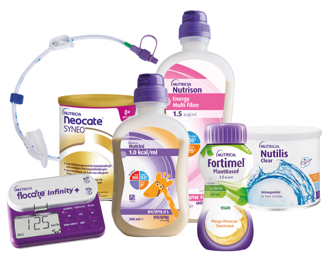 Markenportfolio Productauswahl (Fortimel, Nutrison, Nutrini, Neocate, Flocare, Nutilis)
