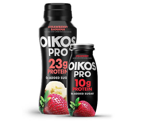 Two Oikos Pro yogurts