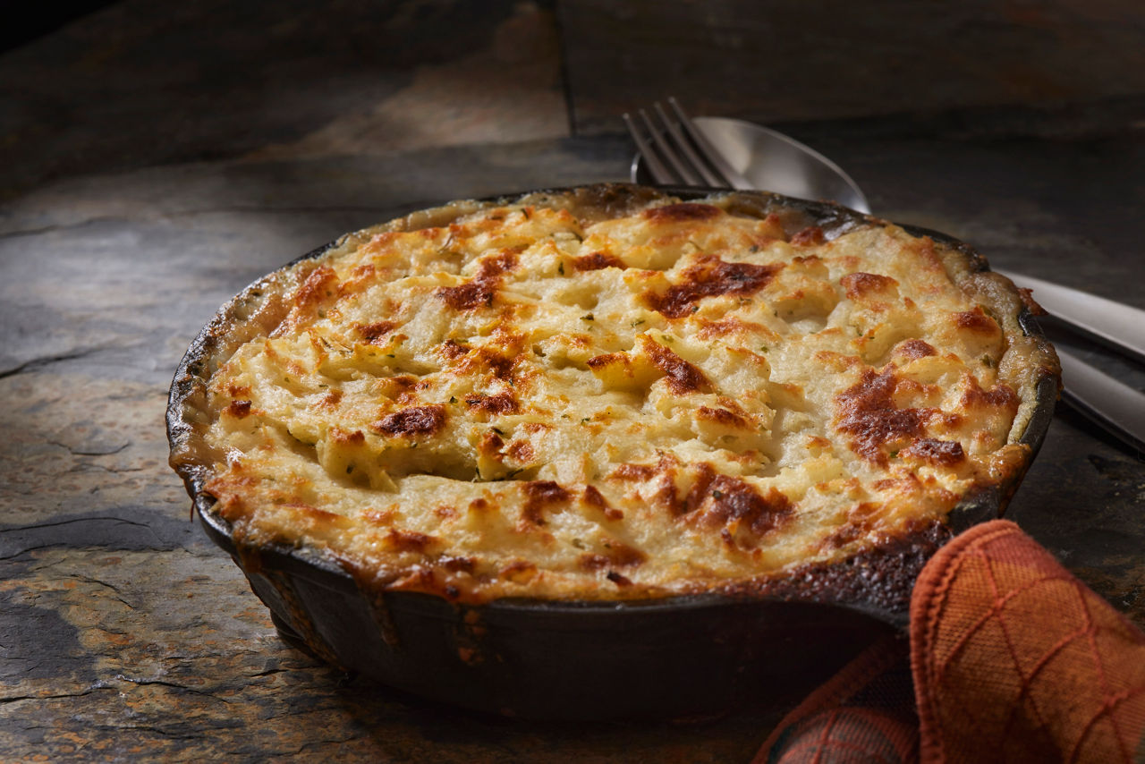 Braised Beef Roast Shepherd's Pie with Carrots, Onions and Peas