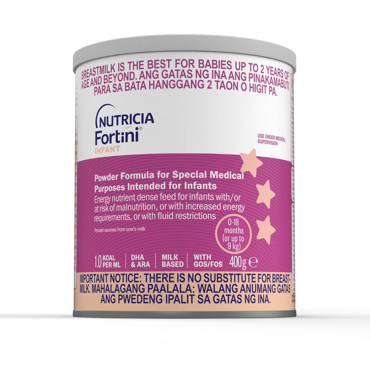 Fortini Infant Formula Energy Nutrient Dense Feed powder for infants up to 18 months in a 400 gram tin