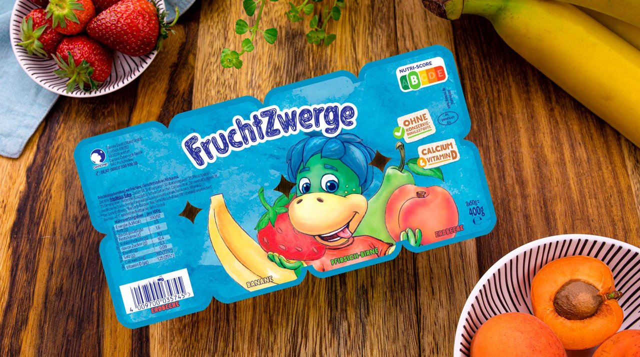 Erdbeer Banane Pfirsich Birne Becher