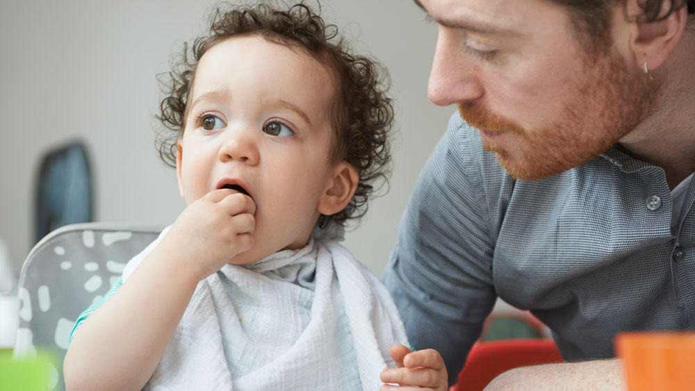 Toddler latino with daddy