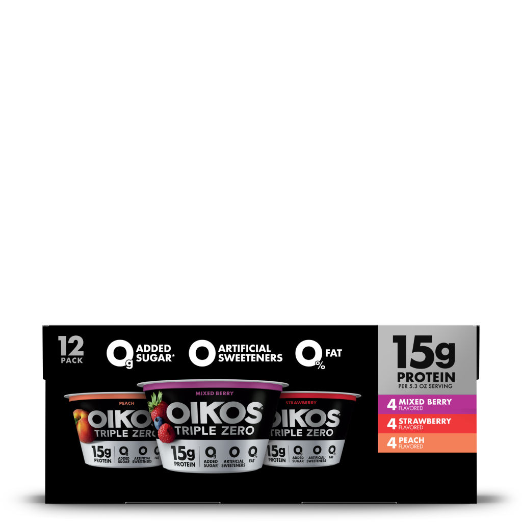 Peach, Strawberry, Mixed Berry Oikos Triple Zero High Protein Nonfat Greek Yogurt Multipack