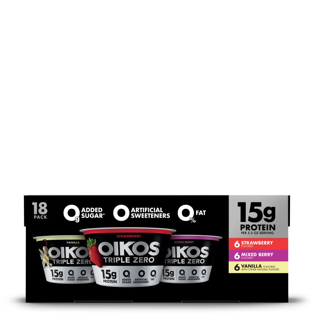 Vanilla, Strawberry, Mixed Berry Oikos Triple Zero High Protein Nonfat Greek Yogurt Multipack