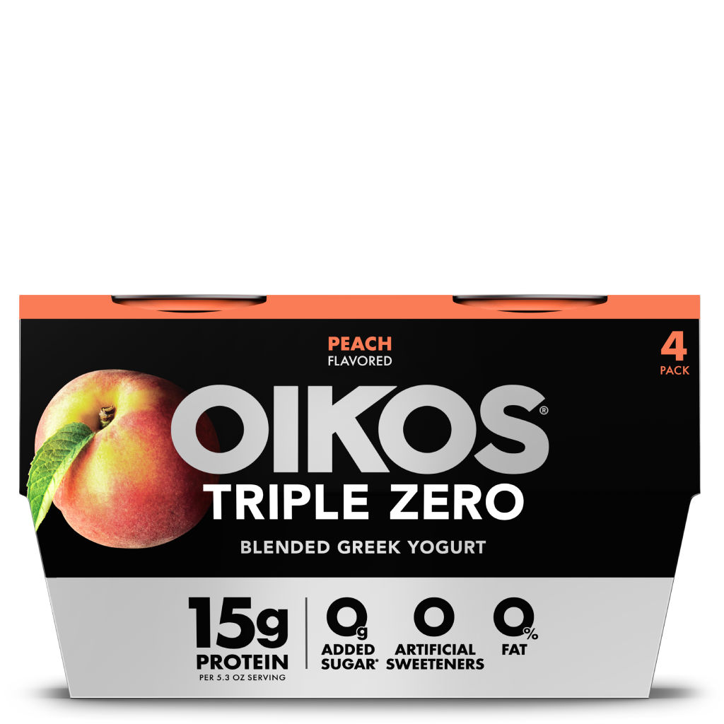 Peach Oikos Triple Zero High Protein Nonfat Greek Yogurt Multipack