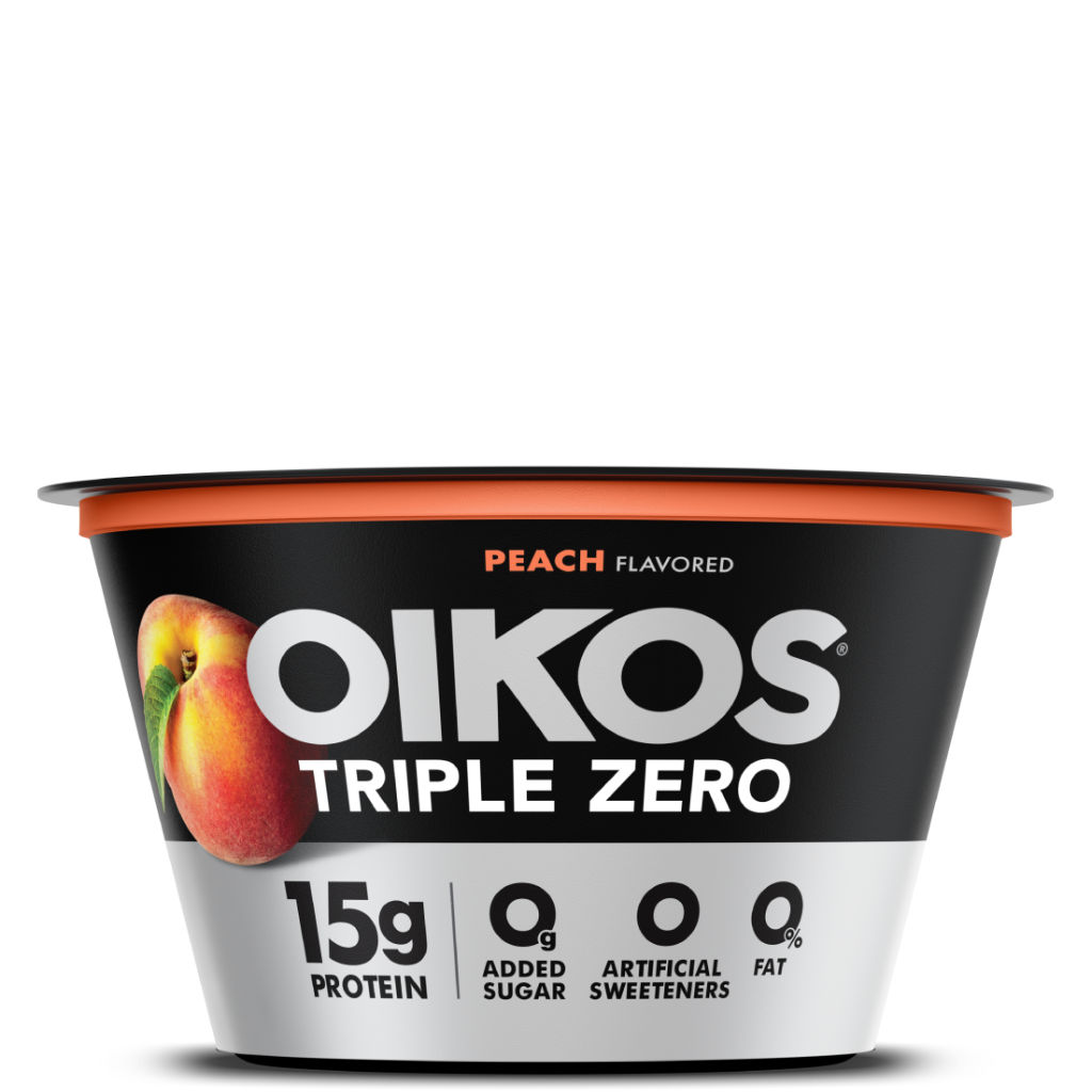 Peach Oikos Triple Zero High Protein Nonfat Greek Yogurt