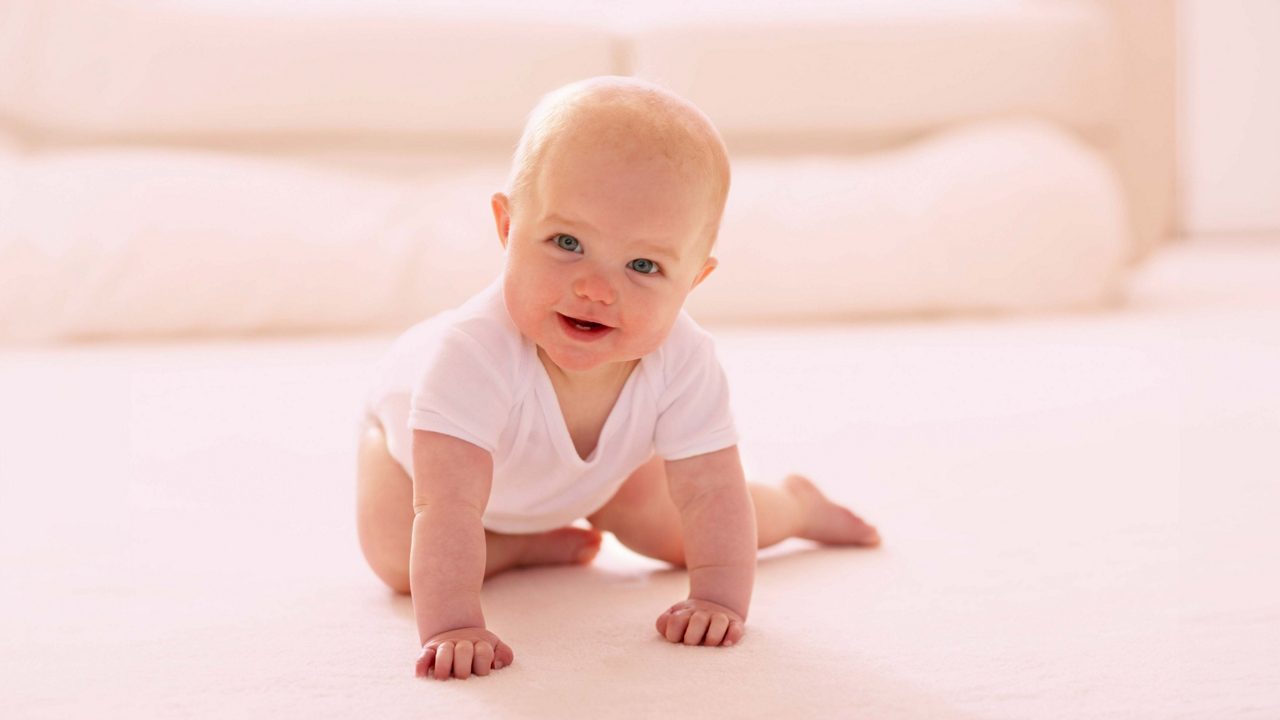 Baby fängt zu krabbeln an