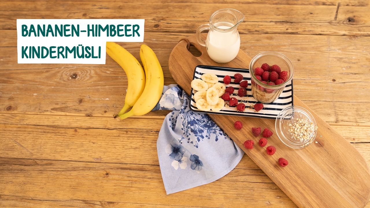 Bananen Himbeer Kindermüsli Zutaten