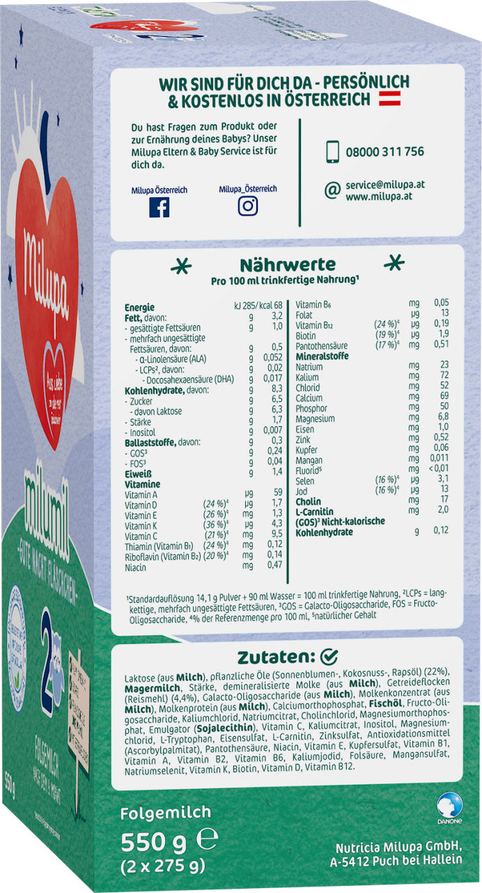 Milupa AT Milumil Gute Nacht Fläschchen 2 Folgemilch R