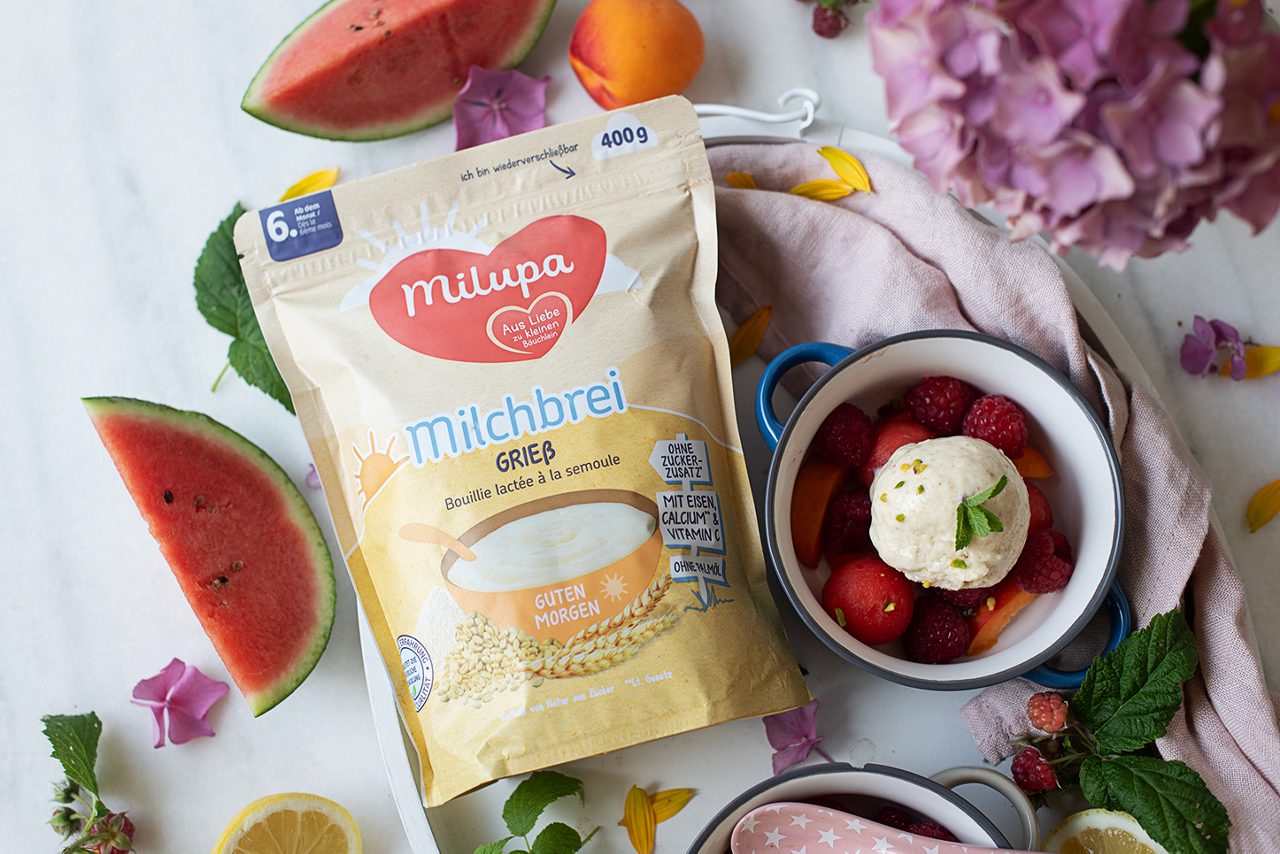 Rezept Grießeis mit Früchten Milchbrei Grieß