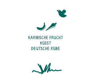 Illustration karibische Frucht küsst deutsche Rübe