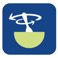 Illustration umrühren blau und grün