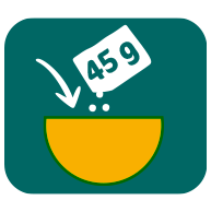 Illustration 45 Gramm Mengenangabe orange und grün