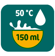 Illustration 150 Mililiter Mengenangabe orange und grün