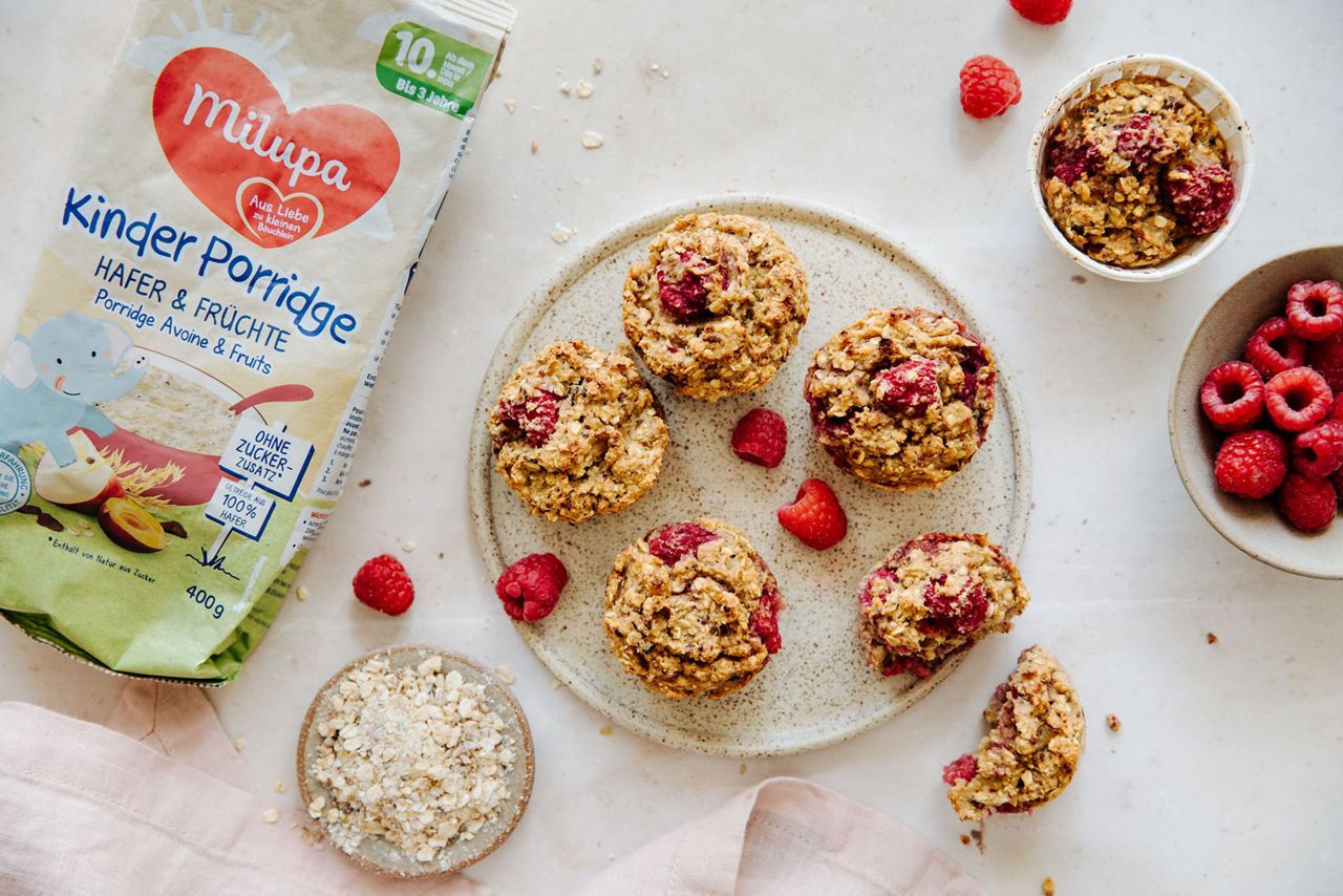 Himbeer Muffins mit Kinder Porridge