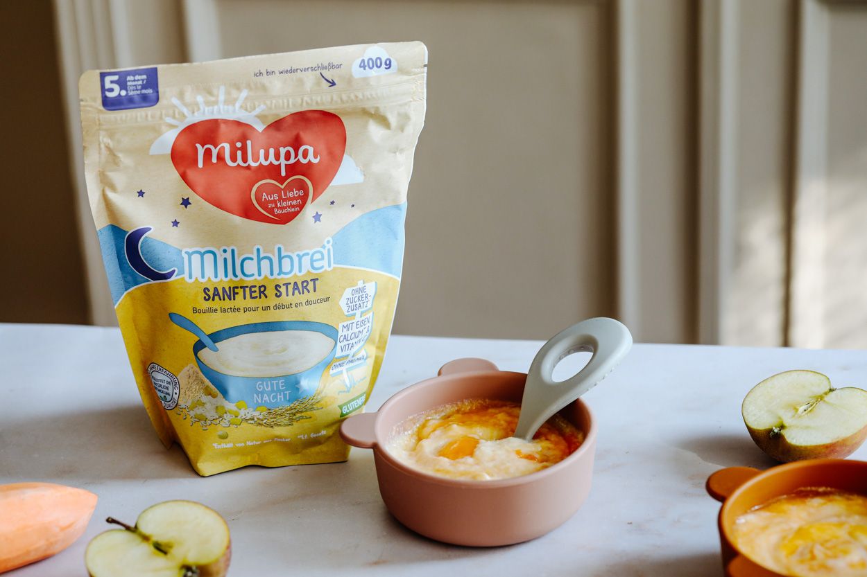 Süßkartoffel Apfel Milchbrei