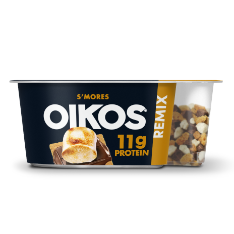 Oikos S'mores Remix yogurt with 11g protein