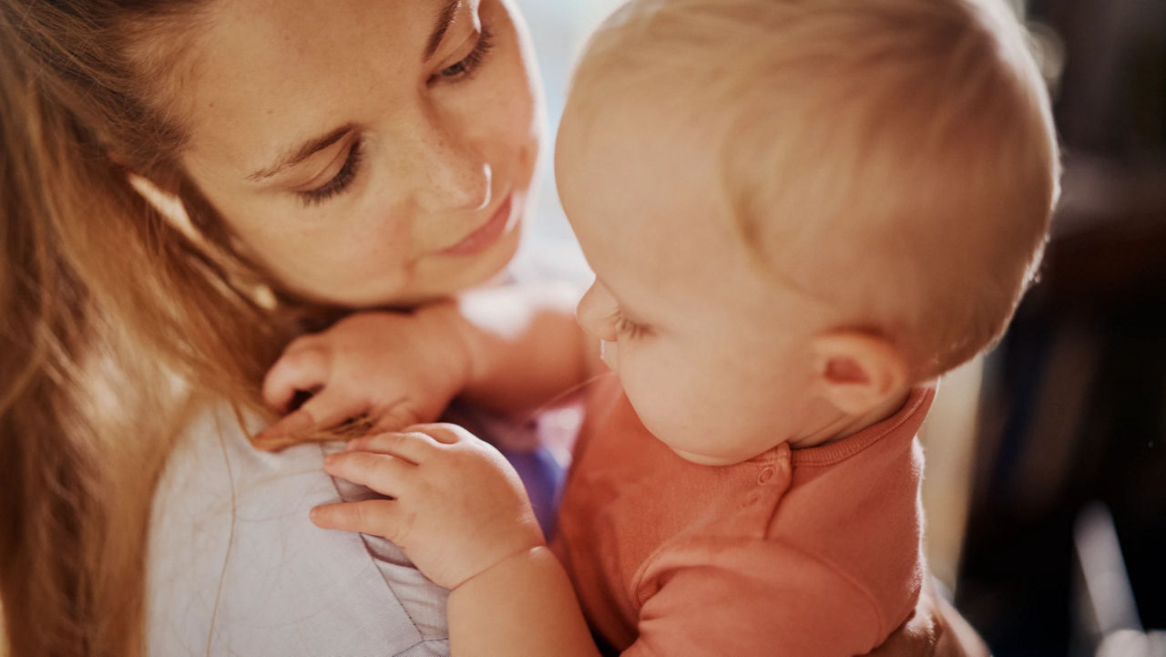 Mom holding baby