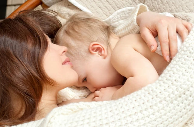 Mum breastfeeding baby