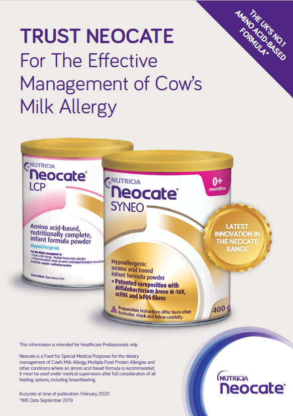 Neocate range support for Cow's Milk Allergy poster