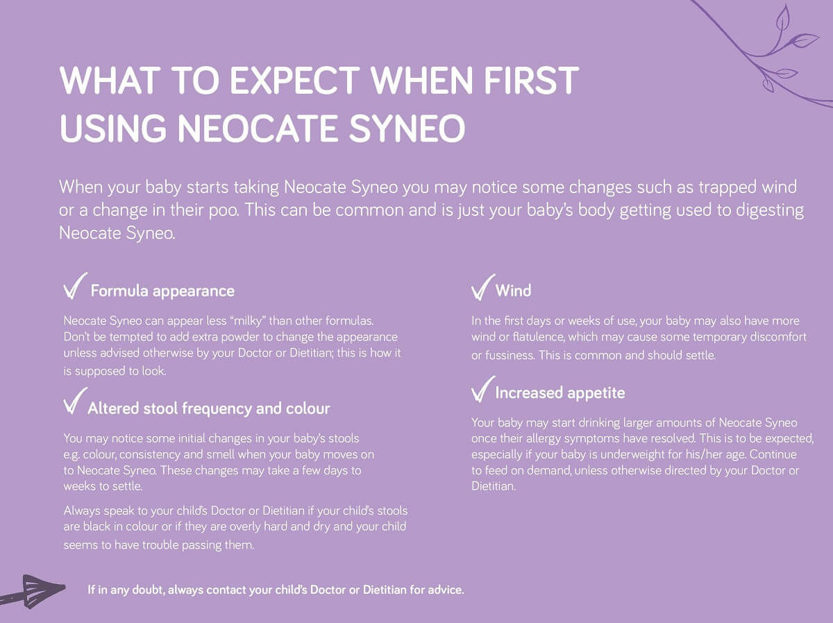 What to except when first using Neocate Syneo?