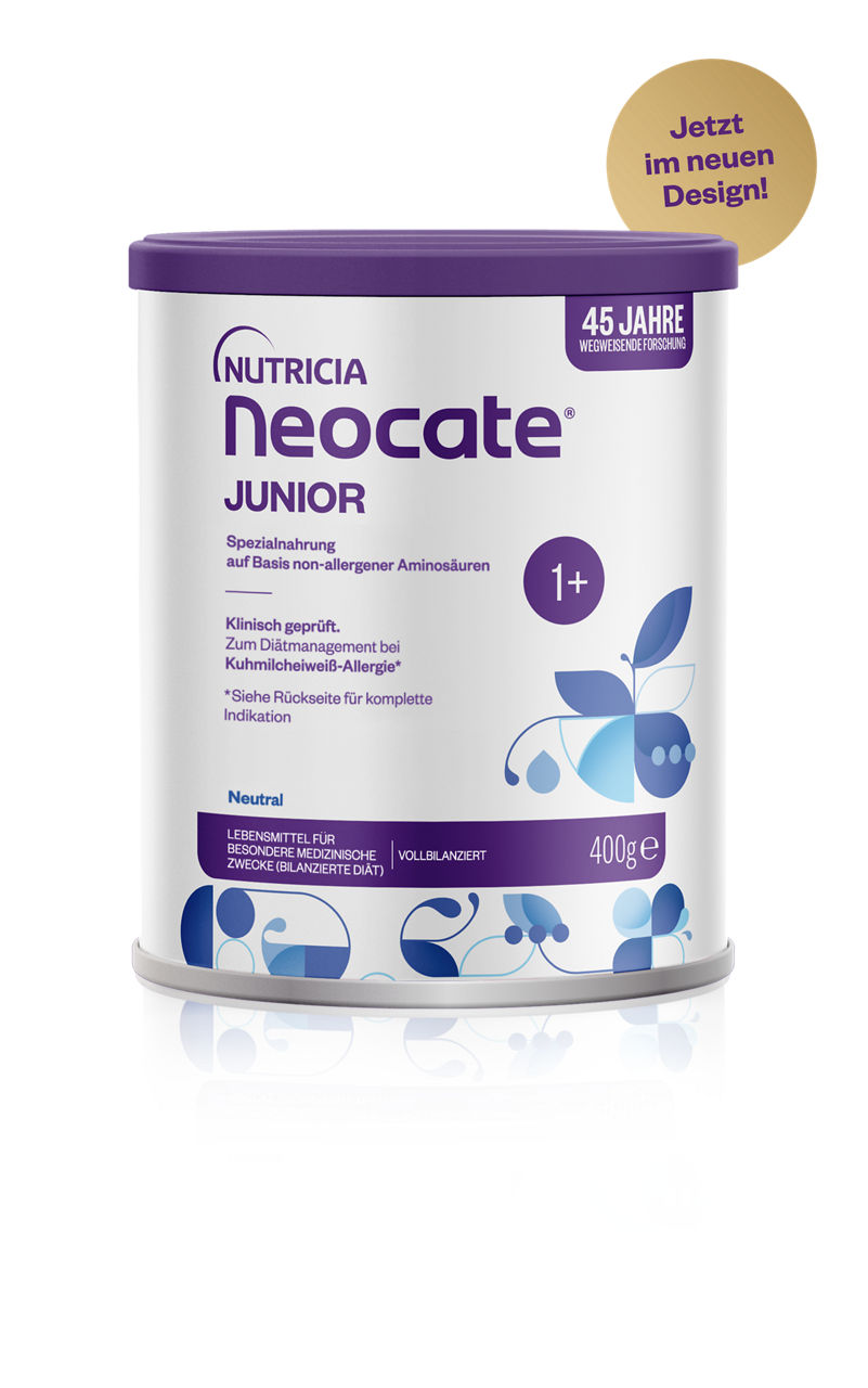 Dose Danone Nutricia Neocate Junior Spezialnahrung für Kinder mit Kuhmilcheiweißallergie im neuen Design, 400g.