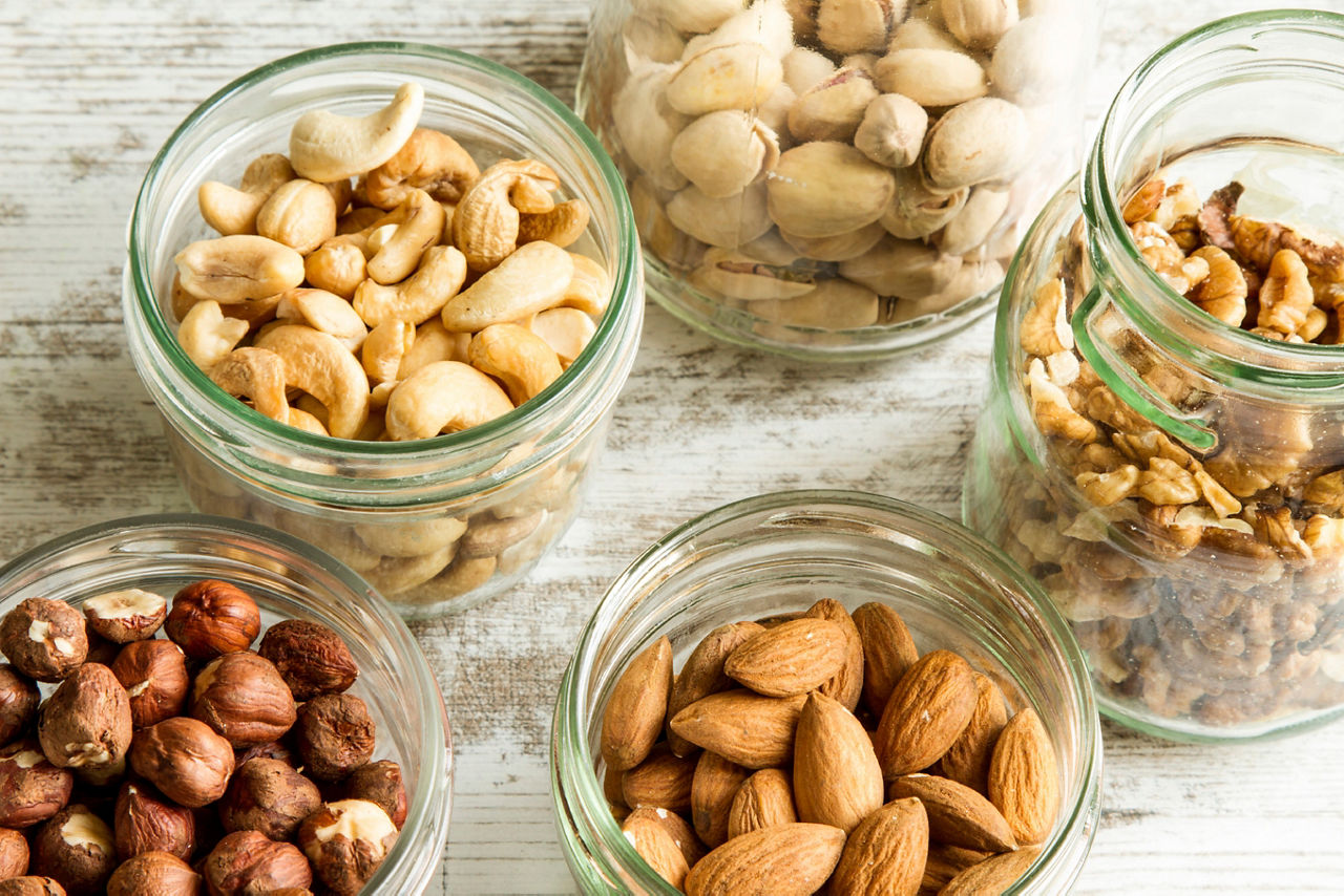 Selection of dried fruits in jars
