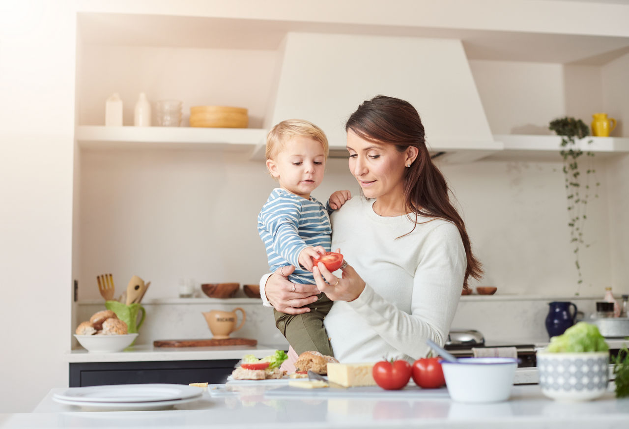 Mother and baby in the kitchen