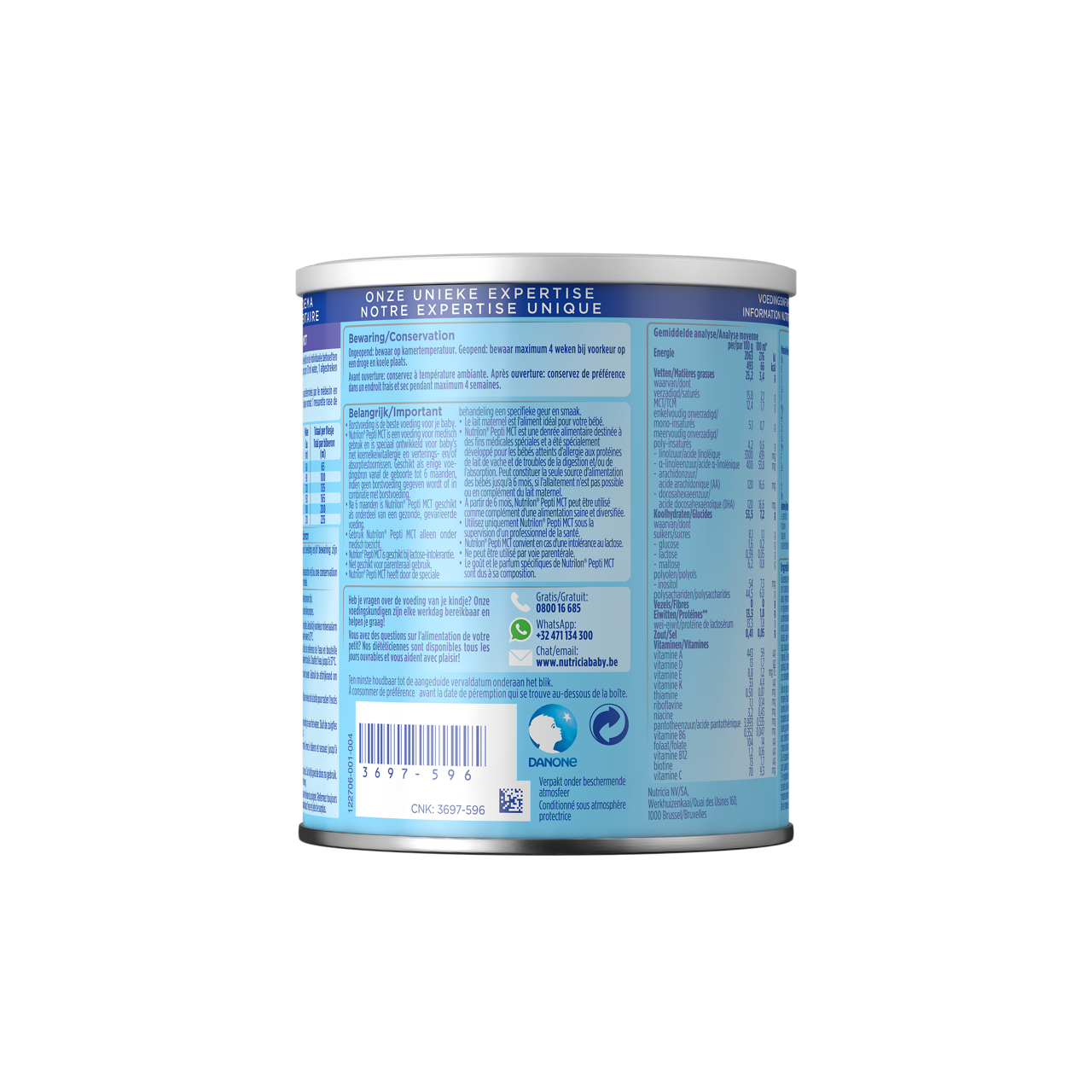 Nutrilon Pepti MCT convient pour les besoins nutritionnels en cas d'une allergie aux protéines de lait de vache combinée à une malabsorption.