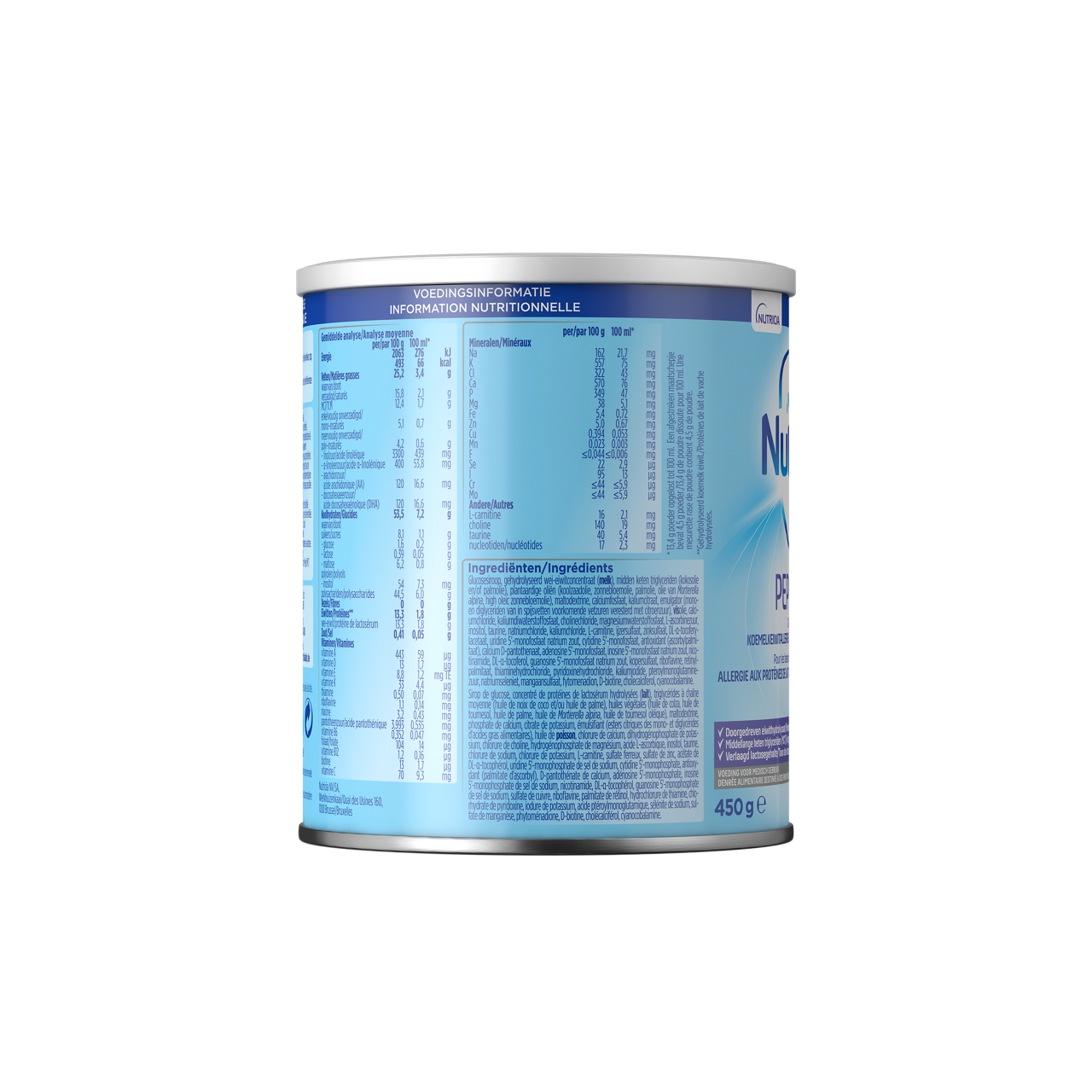 Nutrilon Pepti MCT convient pour les besoins nutritionnels en cas d'une allergie aux protéines de lait de vache combinée à une malabsorption.
