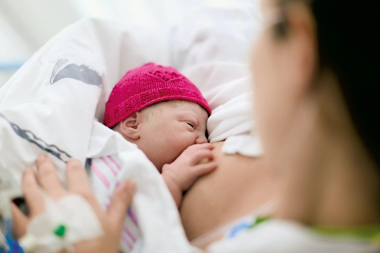 Premature baby in an incubator