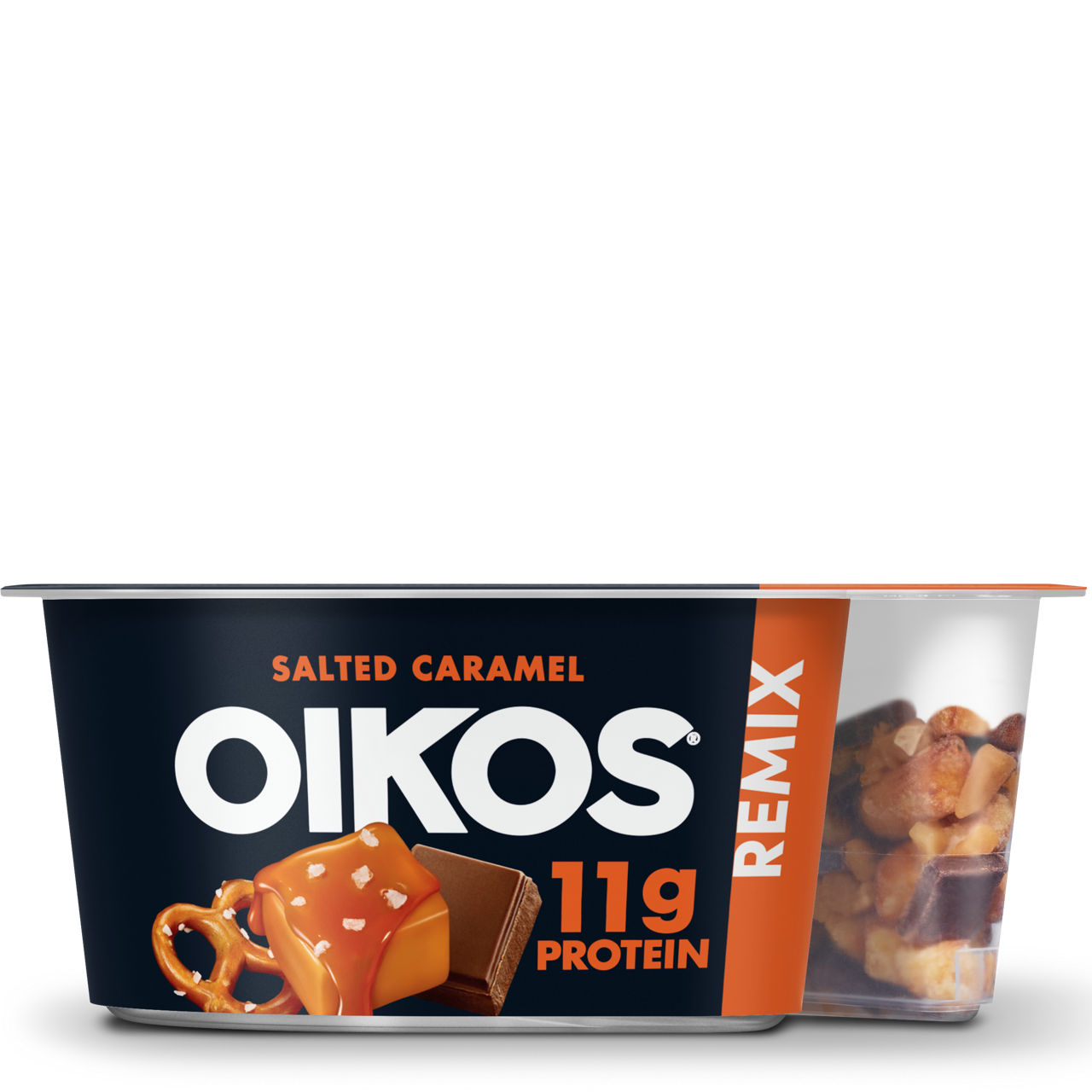 Oikos Remix Salted Caramel Flavored Nonfat Greek Yogurt with Mix-ins