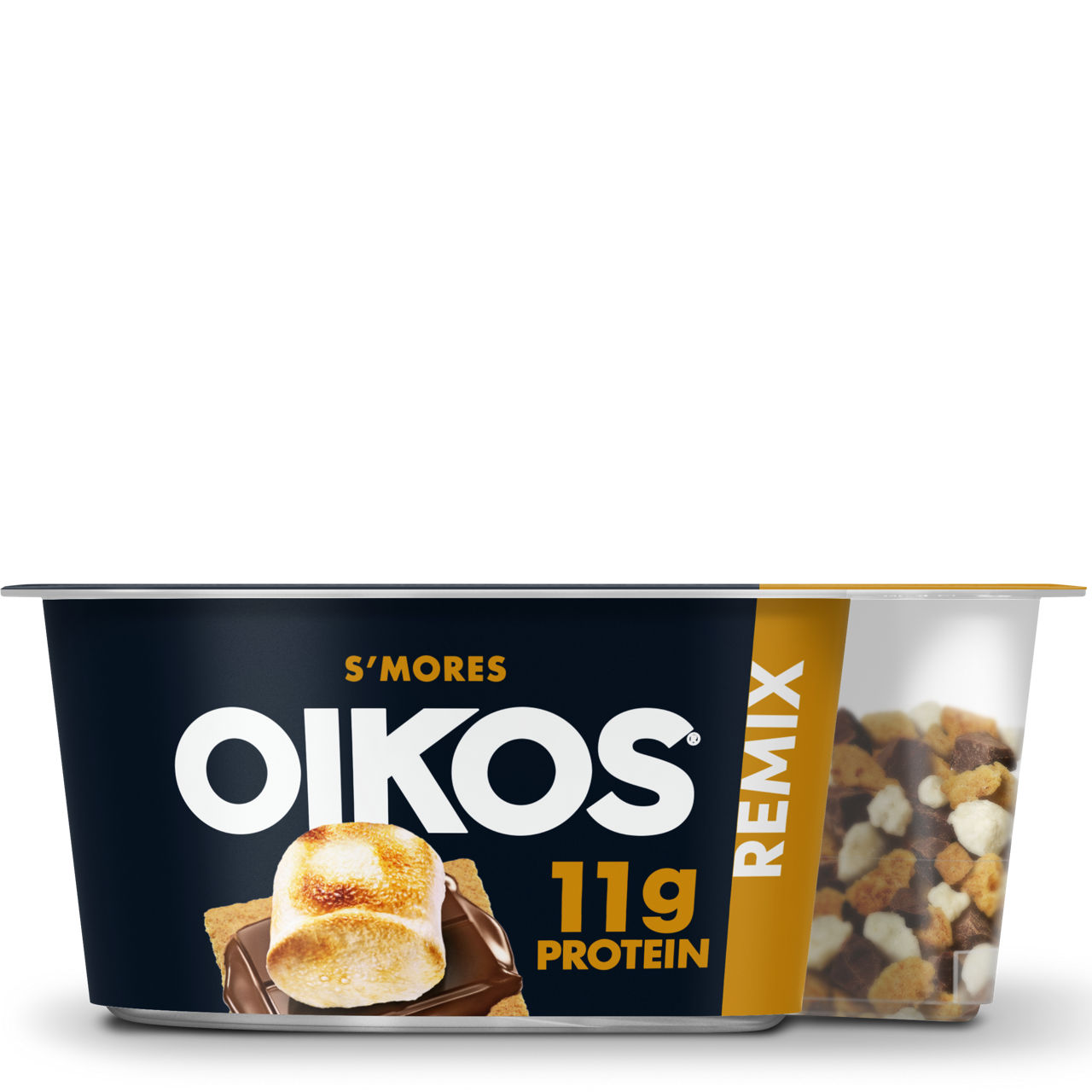 Oikos Remix S mores Flavored Nonfat Greek Yogurt with Mix ins