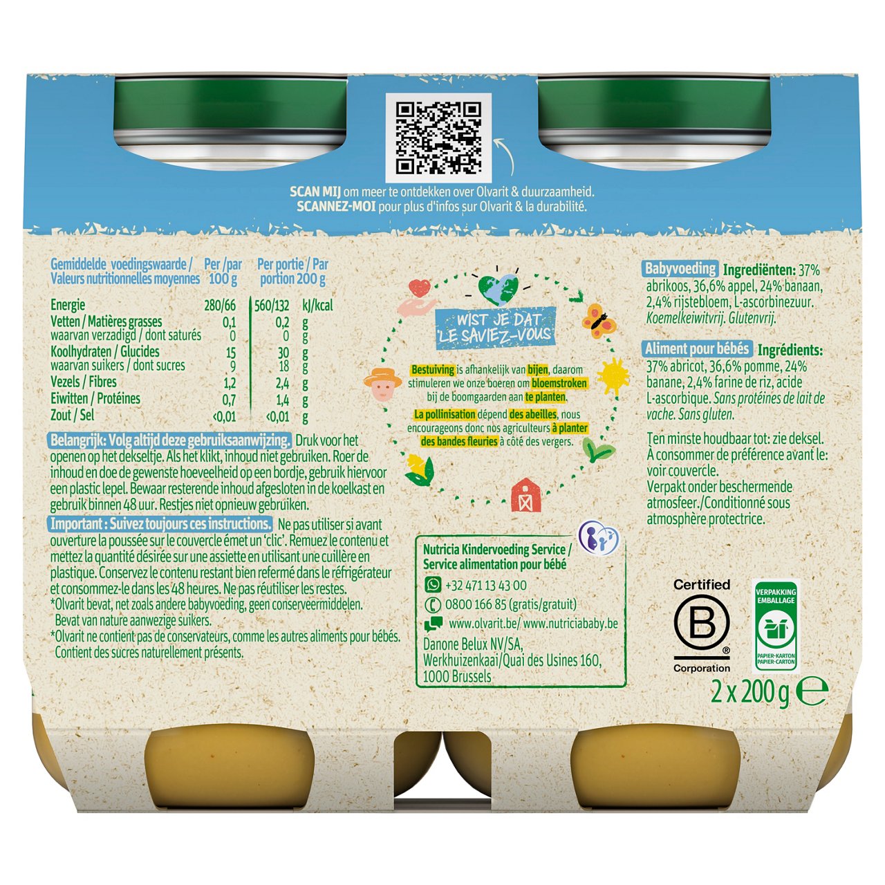 JAR 2X200G OLV APRICOT APPLE BANANA - BOP - 190173- 8591119003096