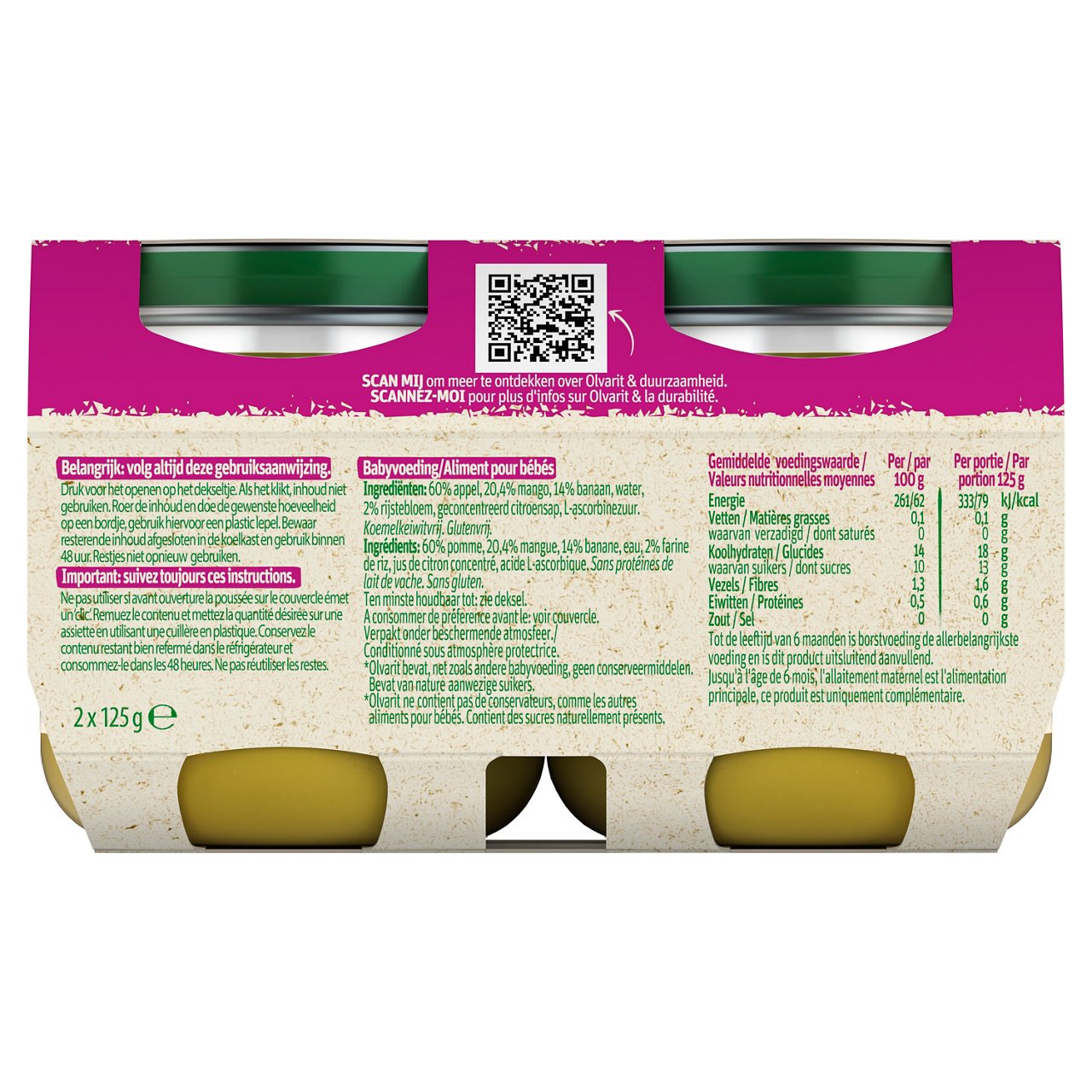 JAR 2X125G OLV APPLE MANGO BANANA - BOP - 190172- 8591119003294