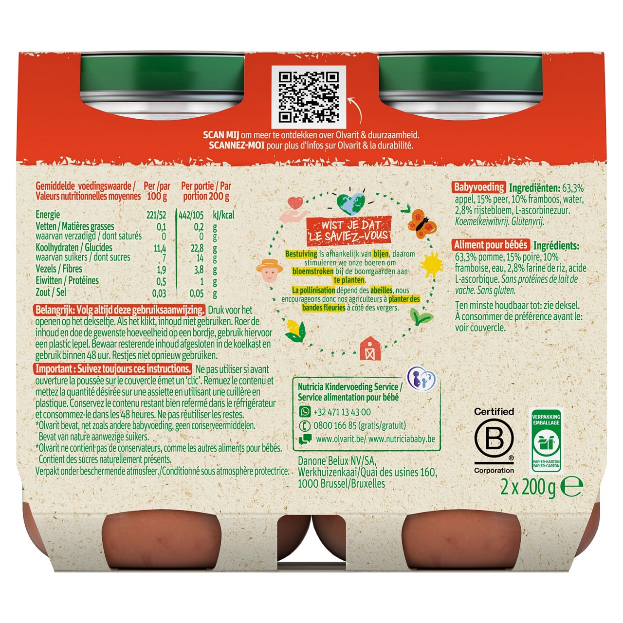JAR 2X200G OLV APPLE PEAR RASPBERRY - BOP - 190181 - 8591119002372