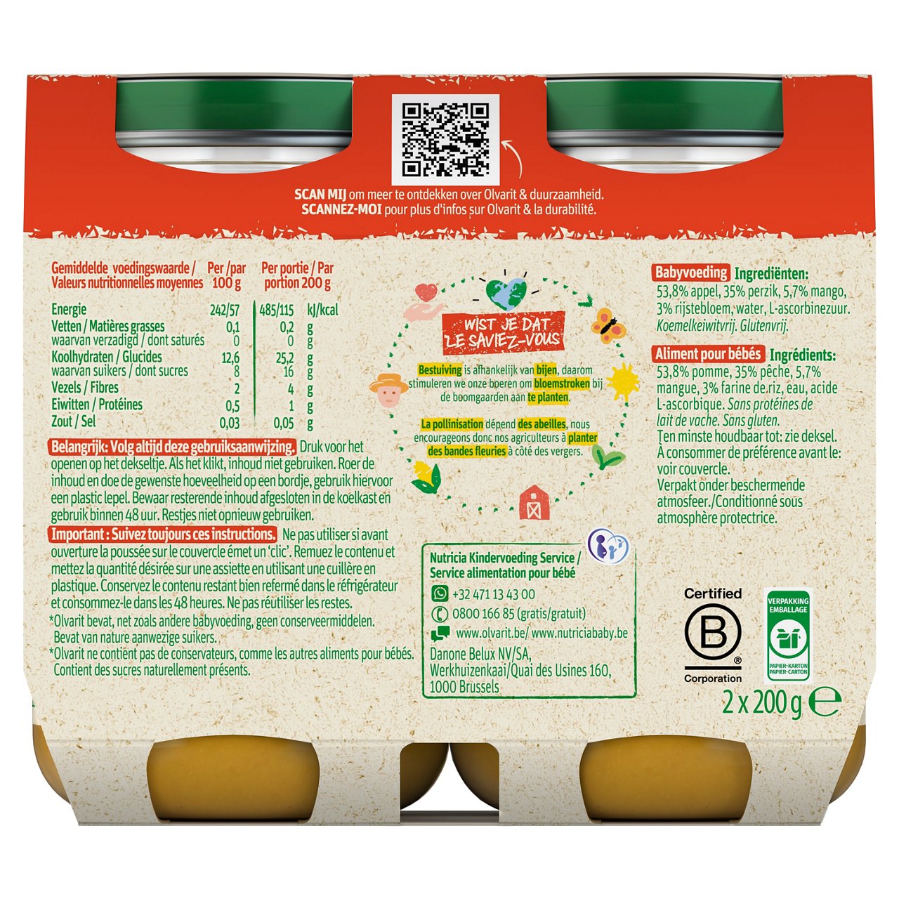 JAR 2X200G OLV  APPLE PEACH MANGO  - BOP - 190179 - 8591119002419