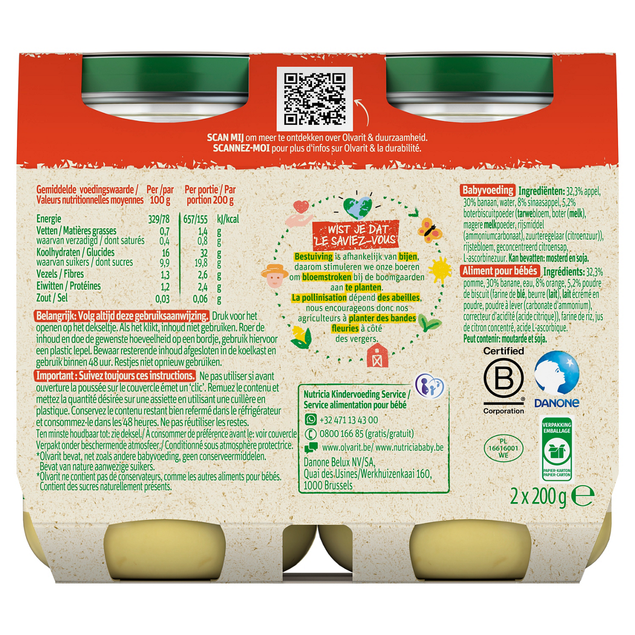 Olvarit Banane Pomme Orange Biscuit. Consultez notre site web Olvarit.be pour plus d'info sur alimentation pour bébé et les produits Olvarit.