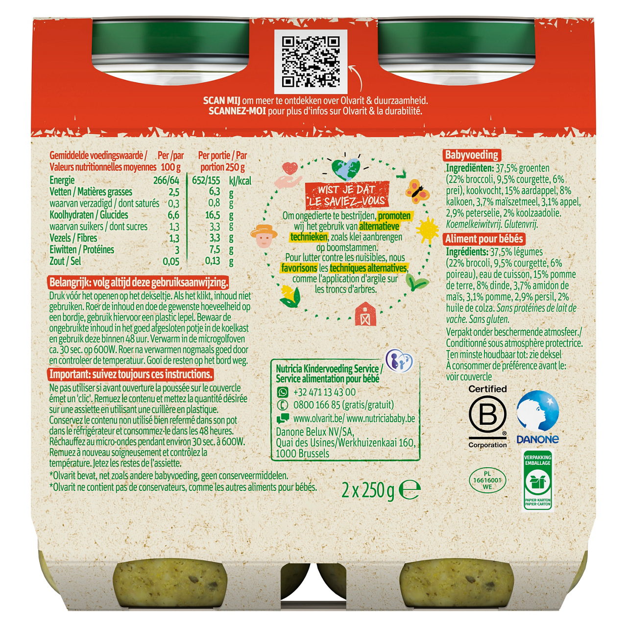 Olvarit Brocoli Dinde Pomme de terre. Consultez notre site web Olvarit.be pour plus d'info sur alimentation pour bébé et les produits Olvarit.