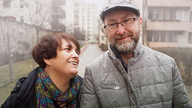 oncology couple walking